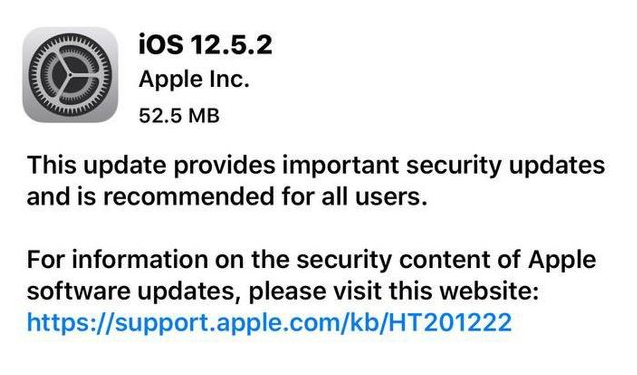 石棉苹果手机维修分享iOS12.5.2发布，建议所有老苹果用户安装 